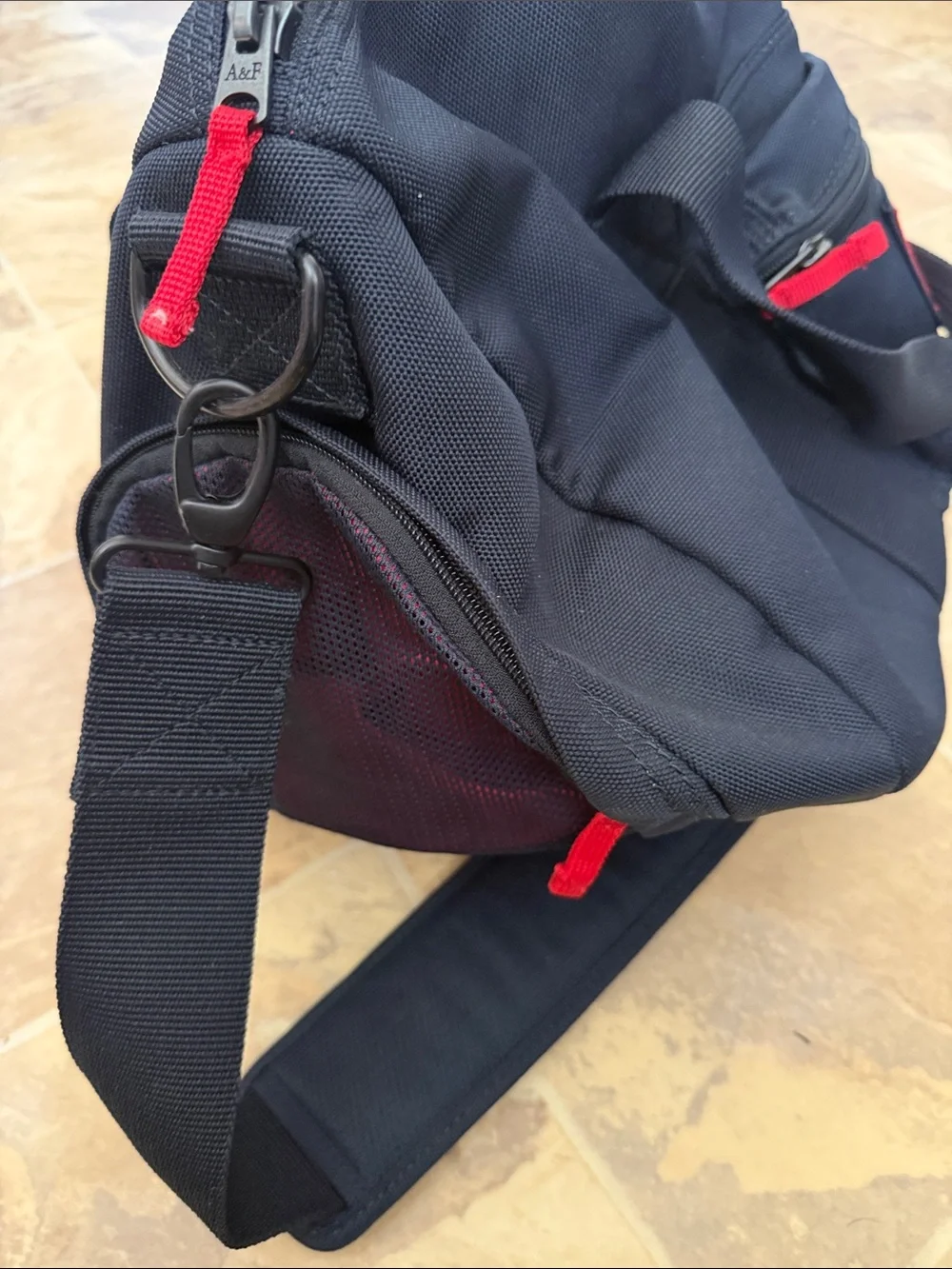 NEW Abercrombie & Fitch NAVY Duffel Bag carry on LUGGAGE GYM DUFFLE BACKPACK NWT